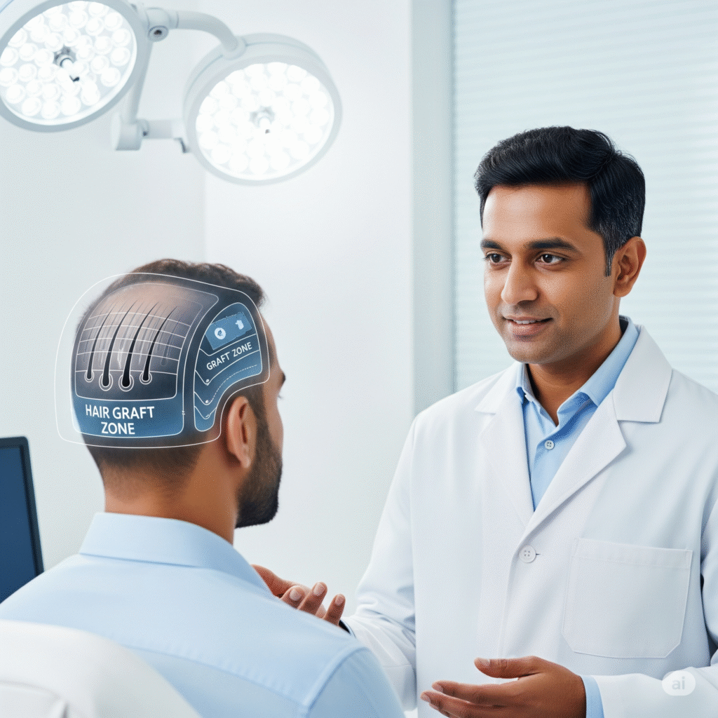 Hair transplant consultation session at Tricure Clinics in Kakinada