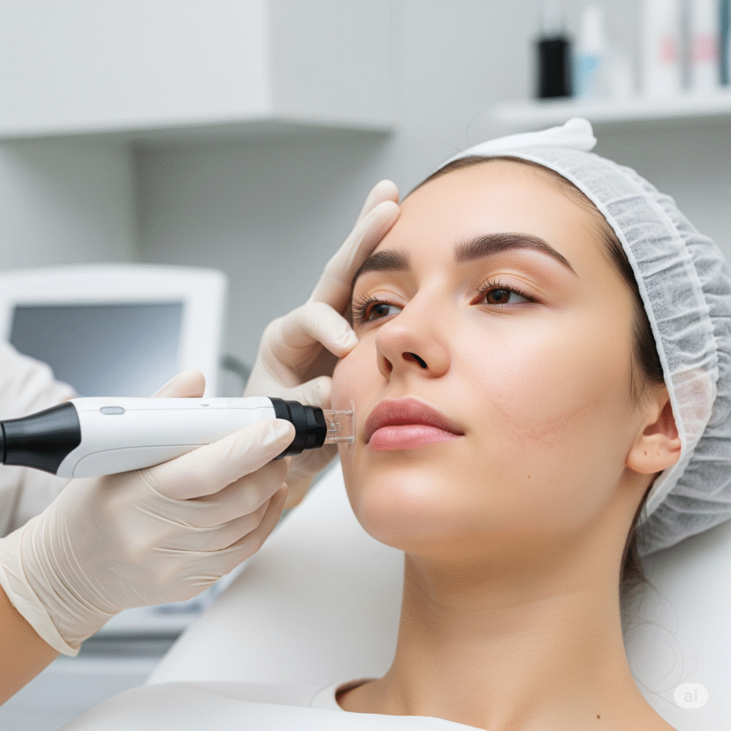 Acne scar treatment with microneedling at Tricure Clinics Kakinada