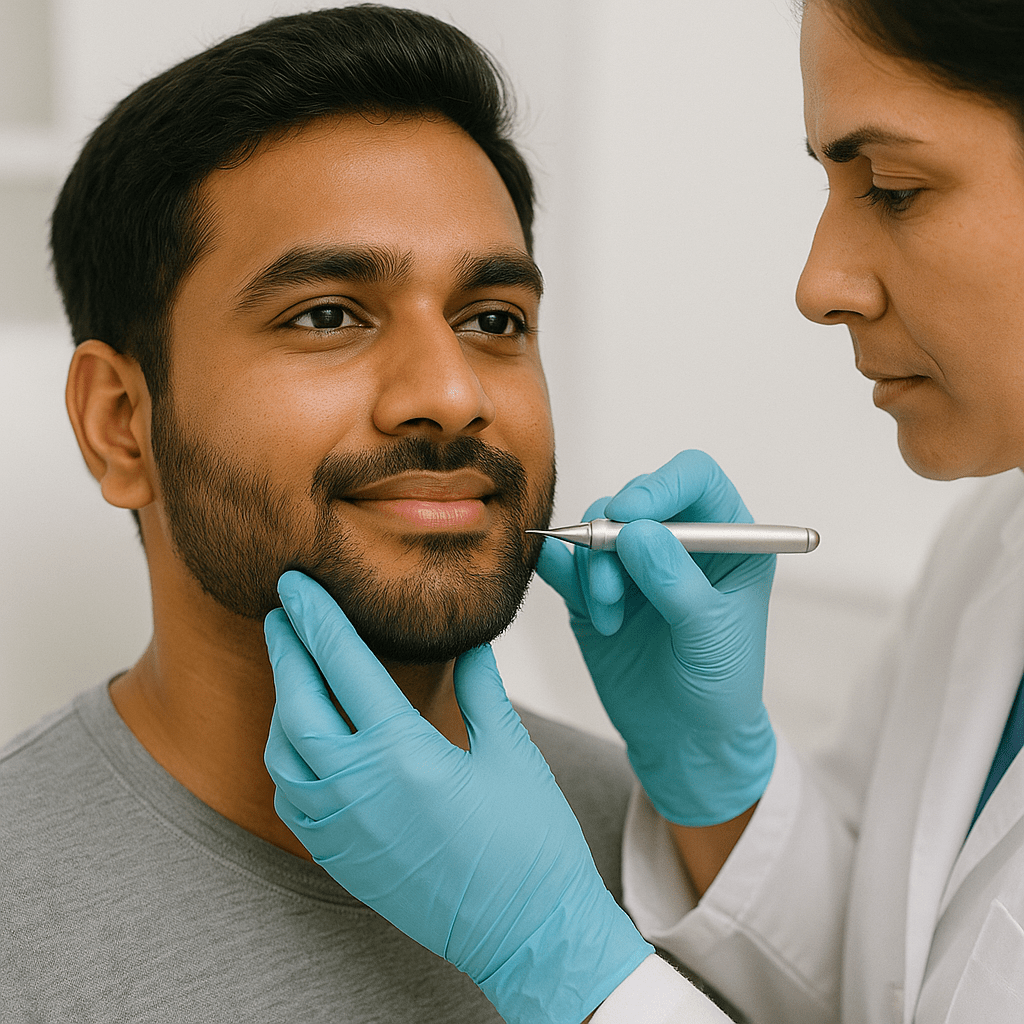 Beard hair transplant in Kakinada at Tricure Clinics using advanced FUE method