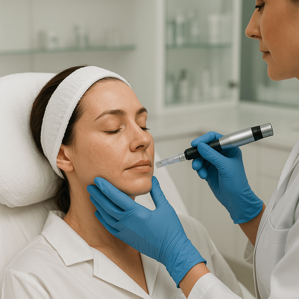 Anti-aging skin treatment session at Tricure Clinics in Kakinada