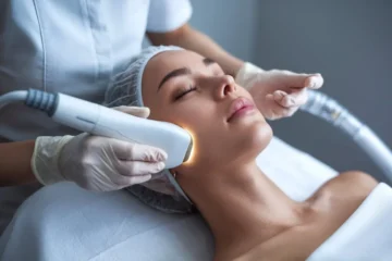 Facial laser hair removal treatment for Indian woman at skin clinic in Kakinada